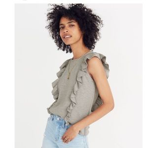 Madewell Ruffled Sweater Tank in Grey